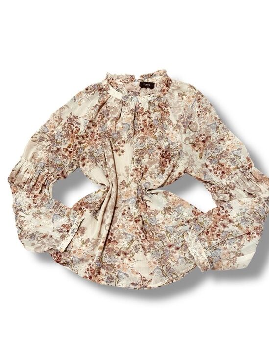 Vici Tops - Vici Cream Beige Floral Ruffle Blouse – Size Large